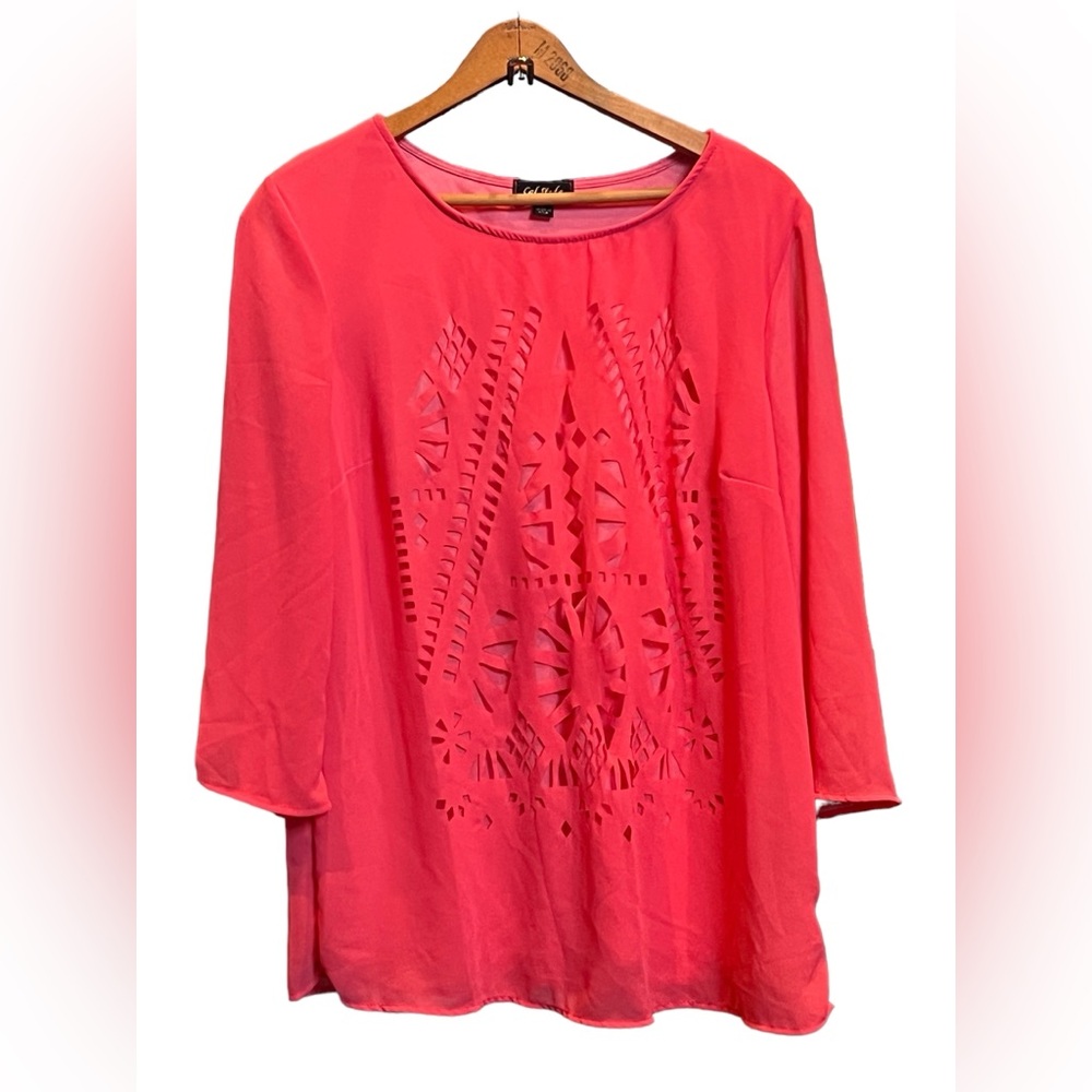 Pink coral Paisley cut out design blouse